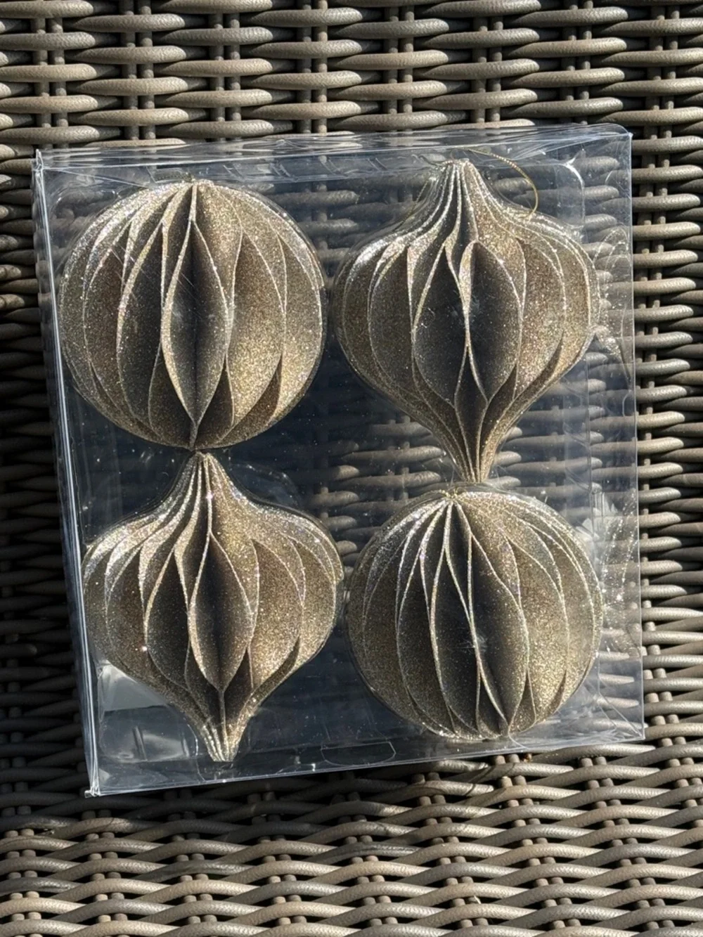 Gold Glitter Ornaments - Set of 4 - NWT